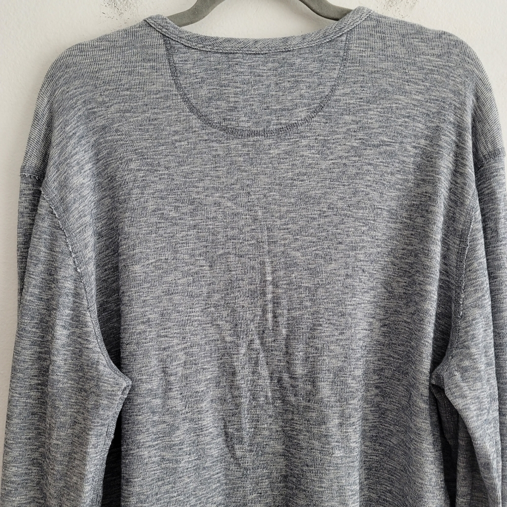 Lucky Brand Men XL Blue Marl Henley Long Sleeve Shirt Casual 100% Cotton - Picture 9 of 10